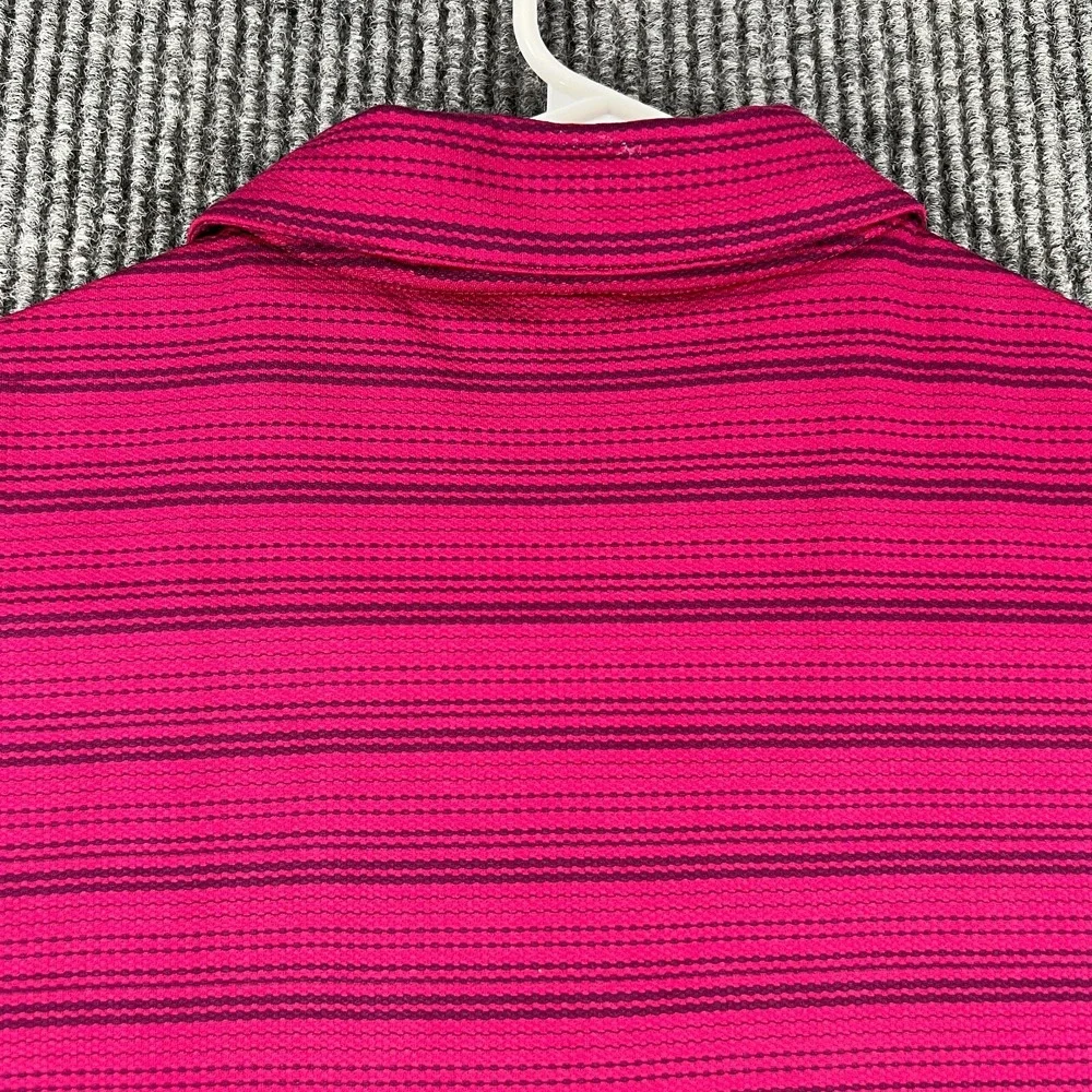 Nike Polo Shirt Womens Medium Purple Striped Short Sleeve Golf Casual Light